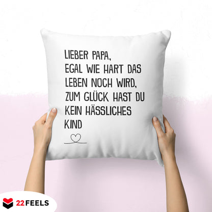 22Feels® Papa Geschenk - Kissen mit Spruch (Weiss 40x40cm)-Kissen Weiss 40x40-22Feels