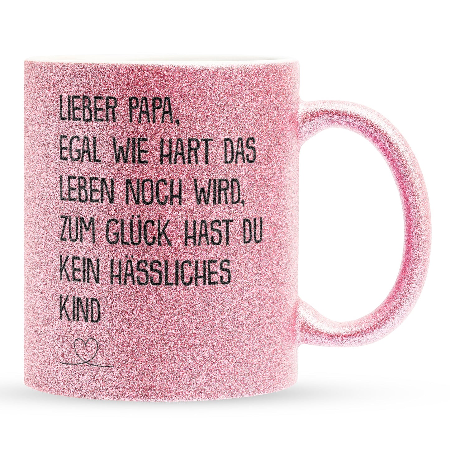 22Feels® Papa Geschenk - Glitzertasse mit Spruch (Pink, 320ml)-Glitzertasse Pink 320ml-22Feels