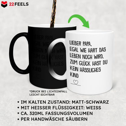 22Feels® Papa Geschenk - Zaubertasse mit Spruch (Matt-Schwarz und Weiss, 320ml)-Farbwechsel Tasse Matt 320ml-22Feels