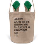 22Feels® Papa Osterkorb Vater mit Henkel Ostergeschenk Tragetasche Ostern Deko Osternest Körbchen Hasenohren (Beige/Grün)-Ostern Tragetasche-22Feels