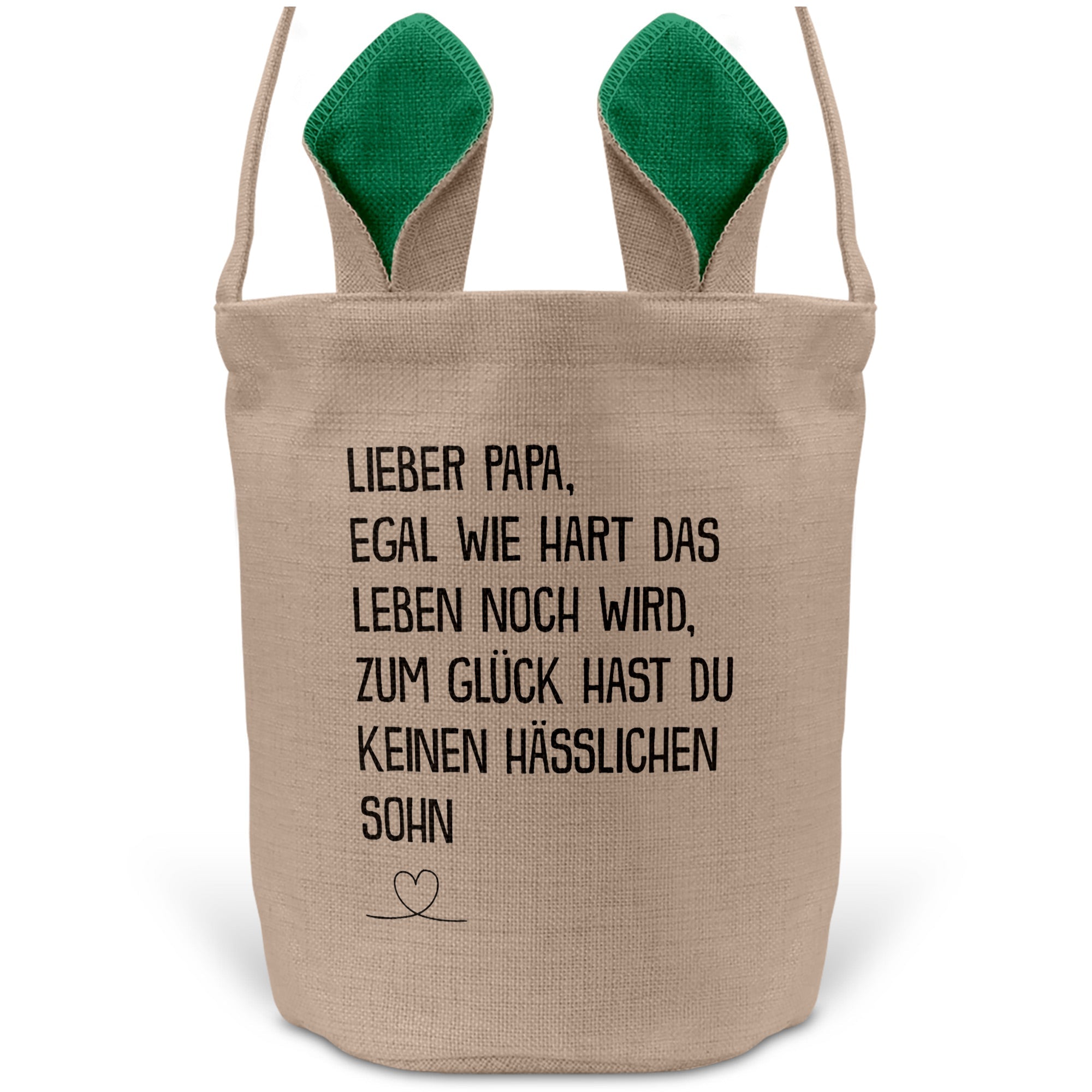 22Feels® Papa Osterkorb von Sohn Vater mit Henkel Ostergeschenk Tragetasche Ostern Deko Osternest Körbchen Hasenohren (Beige/Grün)-Ostern Tragetasche-22Feels