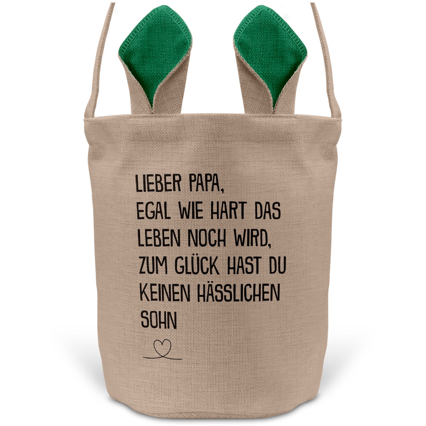22Feels® Papa Osterkorb von Sohn Vater mit Henkel Ostergeschenk Tragetasche Ostern Deko Osternest Körbchen Hasenohren (Beige/Grün)-Ostern Tragetasche-22Feels