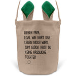 22Feels® Papa Osterkorb von Tochter Vater mit Henkel Ostergeschenk Tragetasche Ostern Deko Osternest Körbchen Hasenohren (Beige/Grün)-Ostern Tragetasche-22Feels