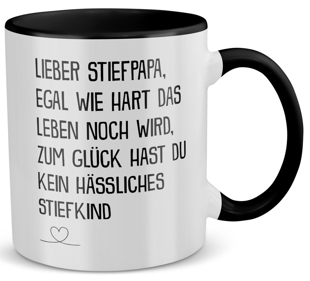 22Feels® Stiefvater Geschenk - Tasse mit Spruch (Weiss-Schwarz, 320ml)-TwoTone Tasse Weiss-Schwarz 320ml-22Feels