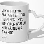 22Feels® Stiefvater Geschenk - Tasse mit Spruch (Herzhenkel, Weiss, 320ml)-Tasse Weiss Herzhenkel 320ml-22Feels