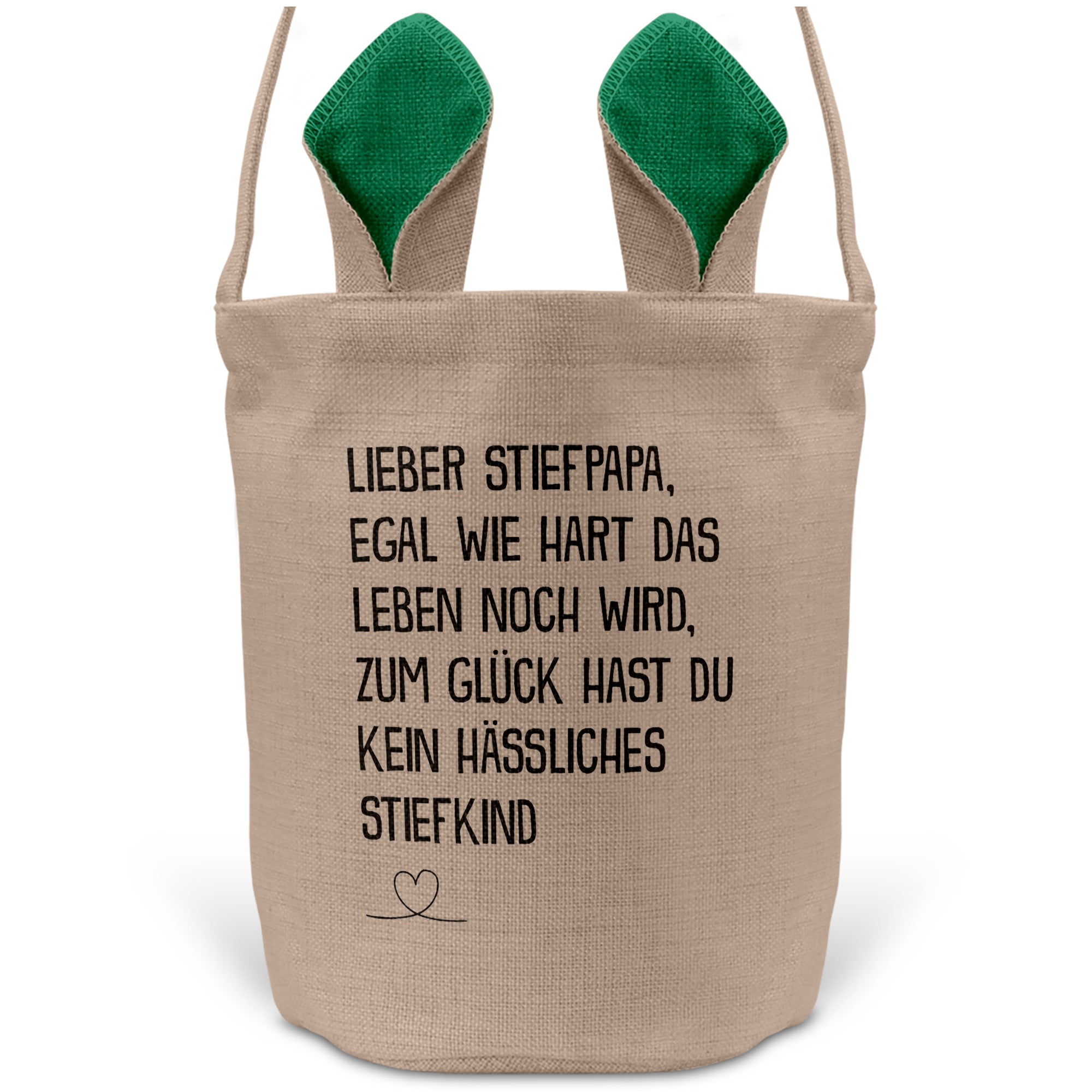 22Feels® Stiefpapa Stiefvater Osterkorb mit Henkel Ostergeschenk Tragetasche Ostern Deko Osternest Körbchen Hasenohren (Beige/Grün)-Ostern Tragetasche-22Feels