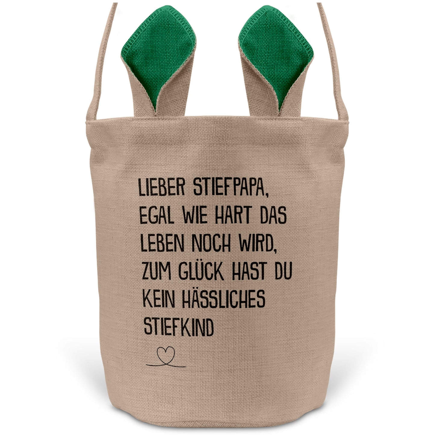 22Feels® Stiefpapa Stiefvater Osterkorb mit Henkel Ostergeschenk Tragetasche Ostern Deko Osternest Körbchen Hasenohren (Beige/Grün)-Ostern Tragetasche-22Feels