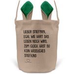 22Feels® Stiefpapa Stiefvater Osterkorb mit Henkel Ostergeschenk Tragetasche Ostern Deko Osternest Körbchen Hasenohren (Beige/Grün)-Ostern Tragetasche-22Feels