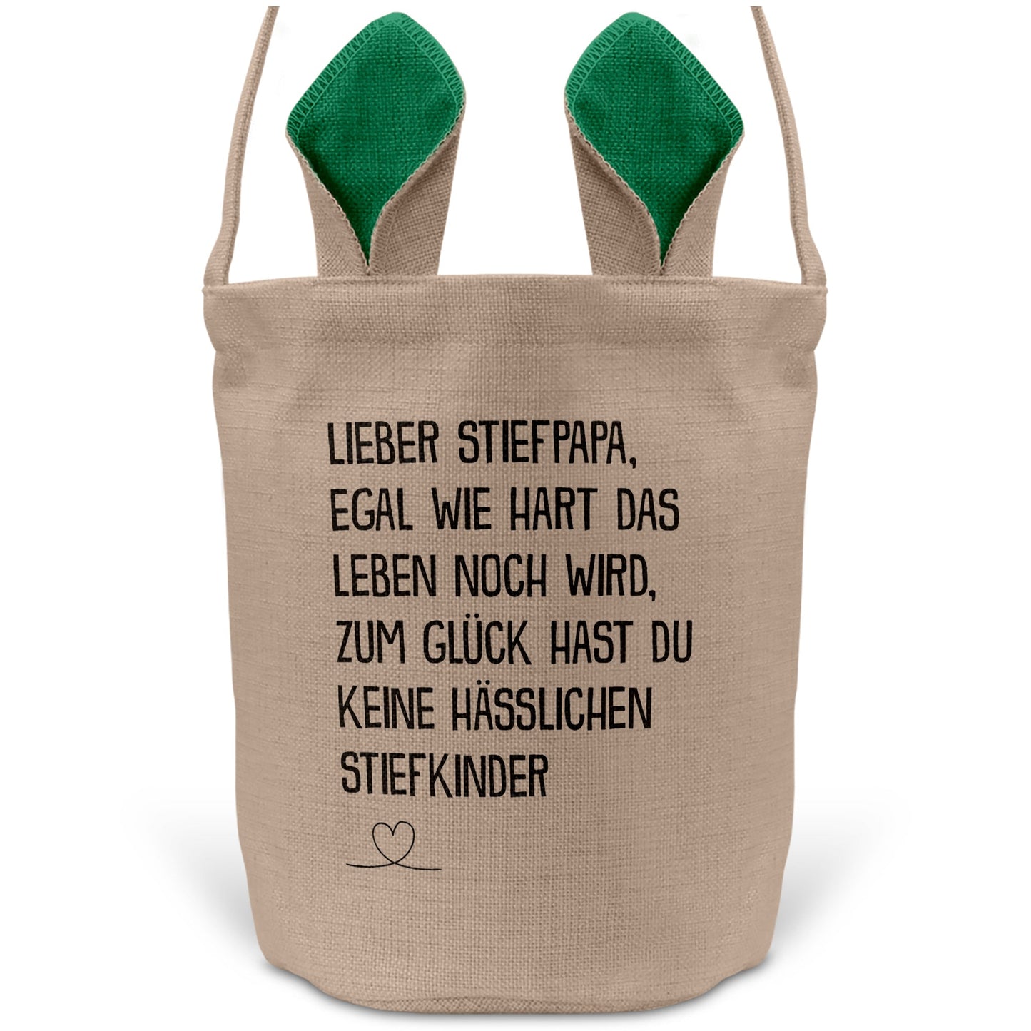22Feels® Stiefpapa Stiefvater Osterkorb mit Henkel Ostergeschenk Tragetasche Ostern Deko Osternest Körbchen Hasenohren (Beige/Grün)-Ostern Tragetasche-22Feels
