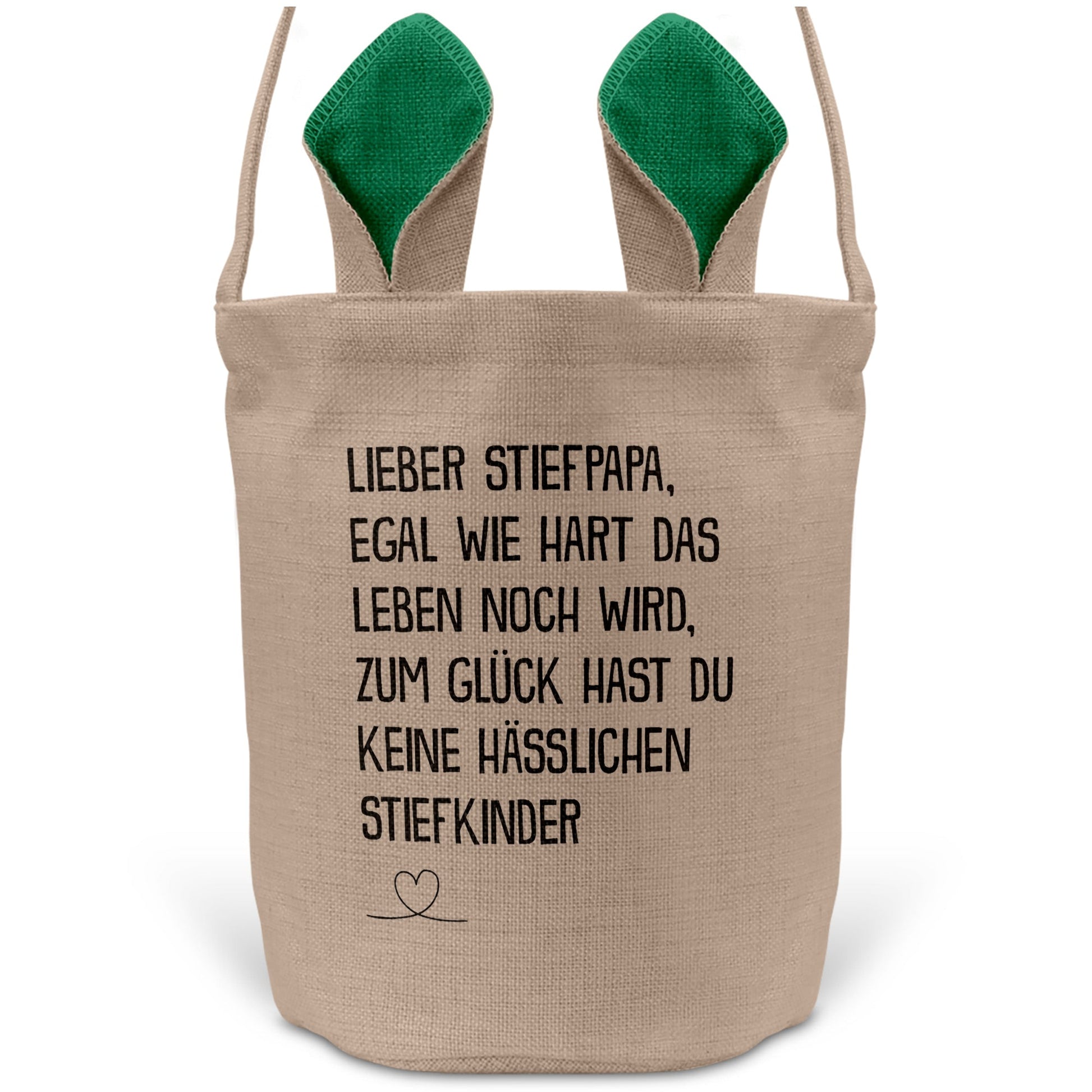 22Feels® Stiefpapa Stiefvater Osterkorb mit Henkel Ostergeschenk Tragetasche Ostern Deko Osternest Körbchen Hasenohren (Beige/Grün)-Ostern Tragetasche-22Feels