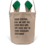 22Feels® Stiefpapa Stiefvater Osterkorb mit Henkel Ostergeschenk Tragetasche Ostern Deko Osternest Körbchen Hasenohren (Beige/Grün)-Ostern Tragetasche-22Feels