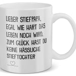 22Feels® Stiefvater Geschenk von Stieftochter - Tasse mit Spruch: Egal Wie Hart (Weiss, 320ml)-Weisse Tasse 320ml-22Feels