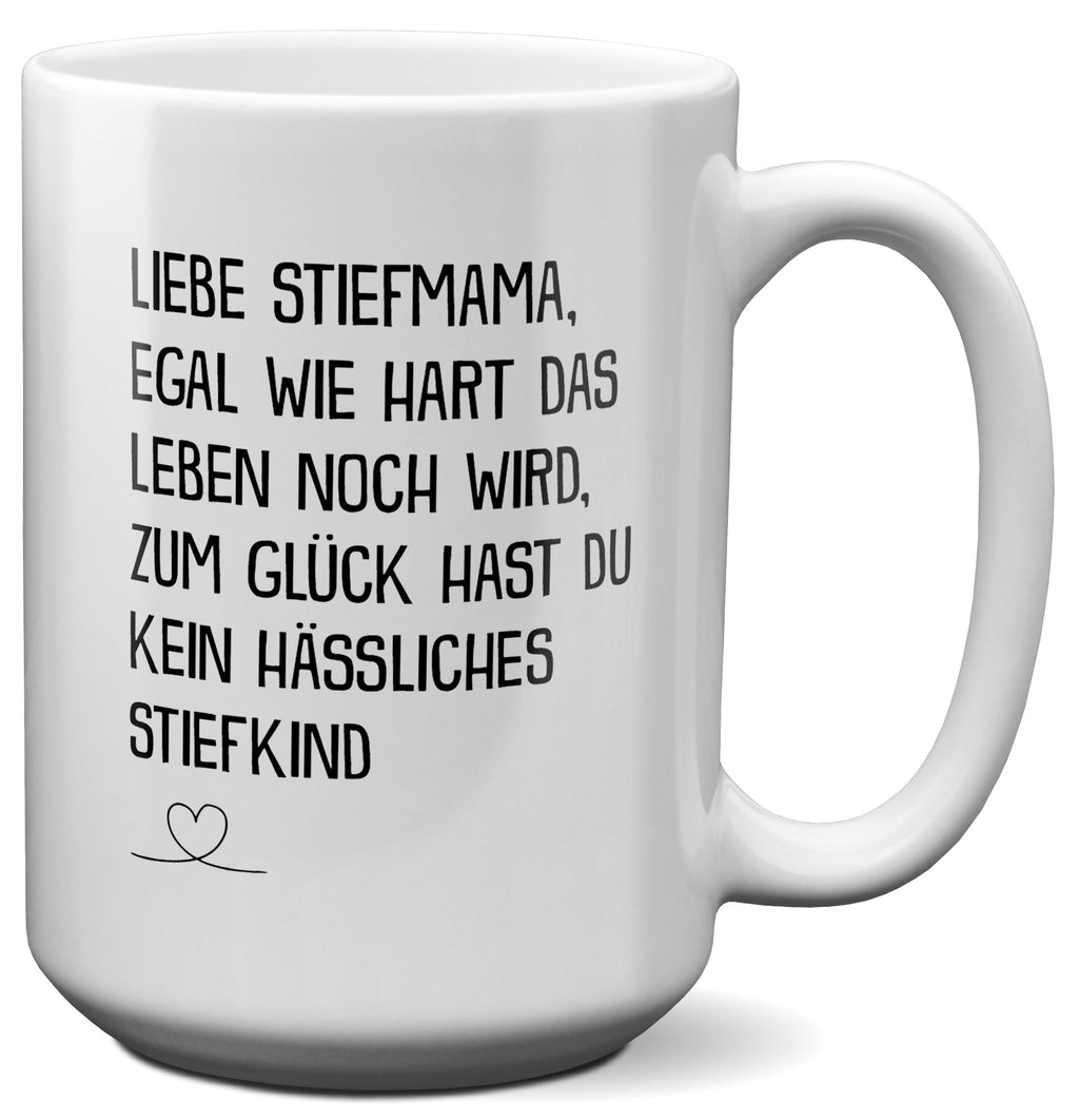 22Feels® Stiefmama Geschenk - XL Tasse mit Spruch (Weiss, 440ml)-Weisse XL Tasse 440ml-22Feels