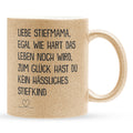 22Feels® Stiefmama Geschenk - Glitzertasse mit Spruch (Gold, 320ml)-Glitzertasse Gold 320ml-22Feels