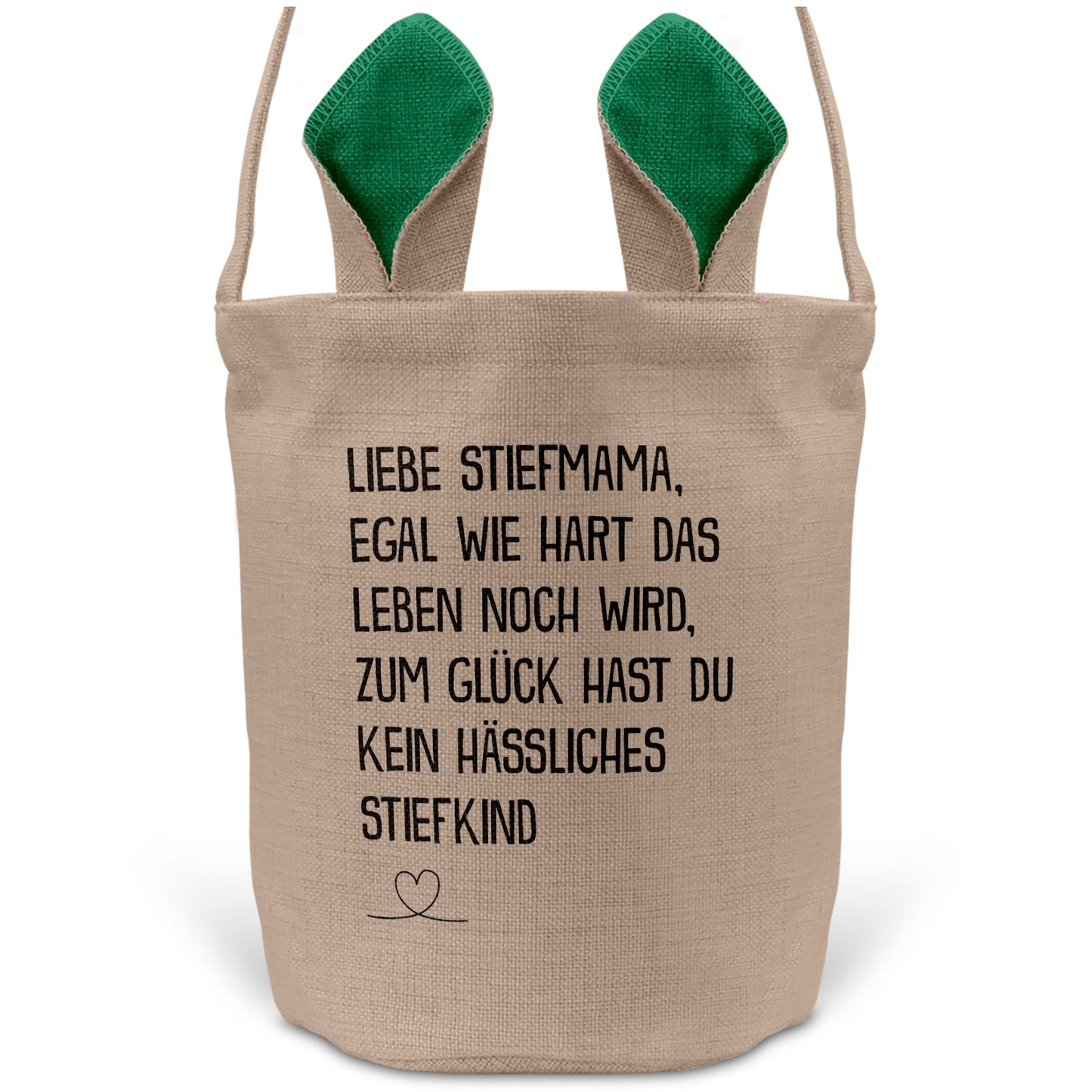 22Feels® Stiefmama Stiefmutter Osterkorb mit Henkel Ostergeschenk Tragetasche Ostern Deko Osternest Körbchen Hasenohren (Beige/Grün)-Ostern Tragetasche-22Feels
