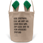 22Feels® Stiefmama Stiefmutter Osterkorb mit Henkel Ostergeschenk Tragetasche Ostern Deko Osternest Körbchen Hasenohren (Beige/Grün)-Ostern Tragetasche-22Feels