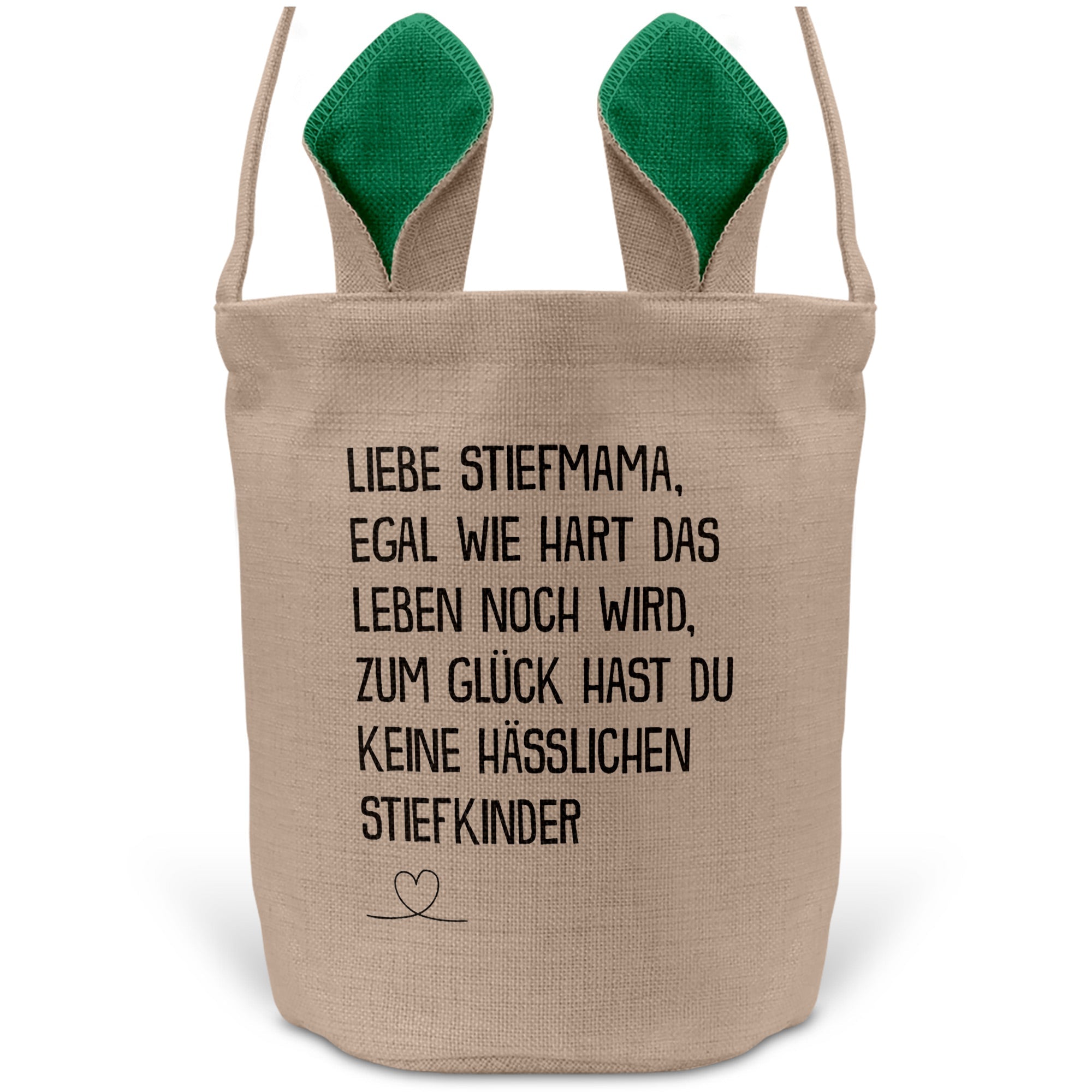 22Feels® Stiefmama Stiefmutter Osterkorb mit Henkel Ostergeschenk Tragetasche Ostern Deko Osternest Körbchen Hasenohren (Beige/Grün)-Ostern Tragetasche-22Feels