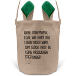 22Feels® Stiefmama Stiefmutter Osterkorb mit Henkel Ostergeschenk Tragetasche Ostern Deko Osternest Körbchen Hasenohren (Beige/Grün)-Ostern Tragetasche-22Feels