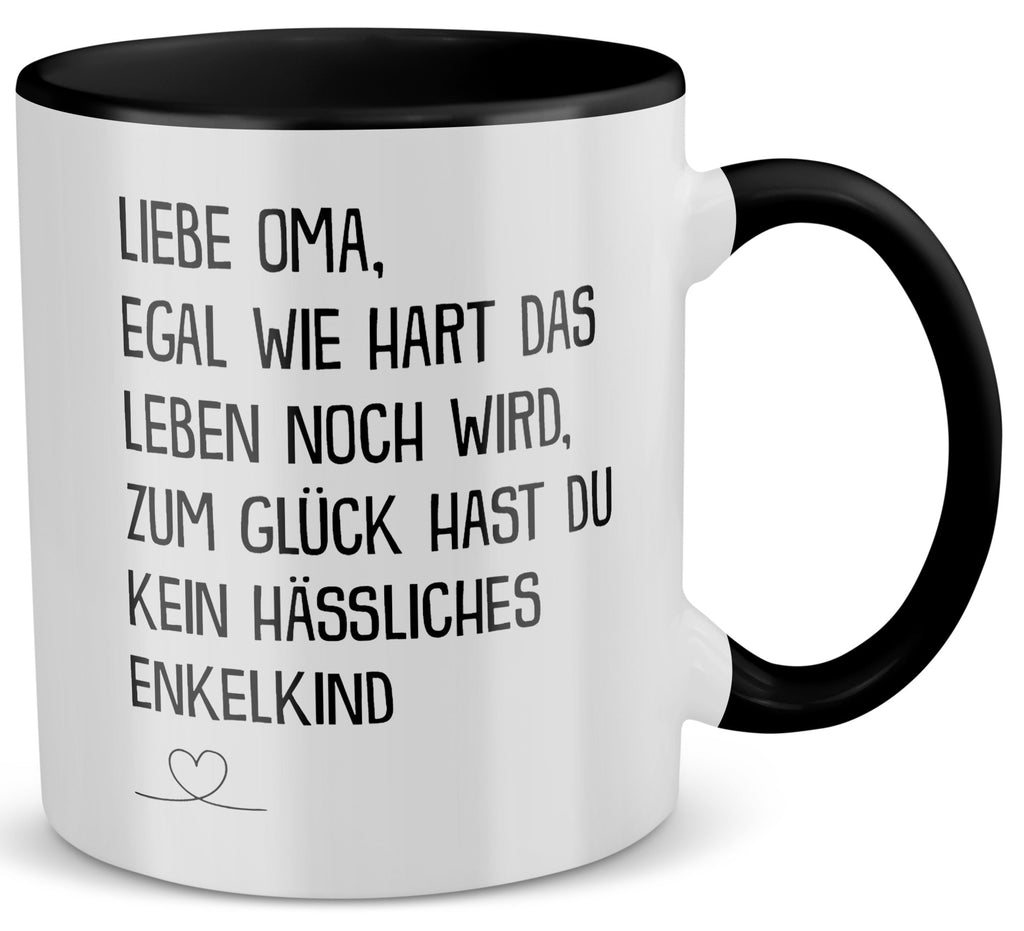 22Feels® Oma Geschenk - Tasse mit Spruch (Weiss-Schwarz, 320ml)-TwoTone Tasse Weiss-Schwarz 320ml-22Feels