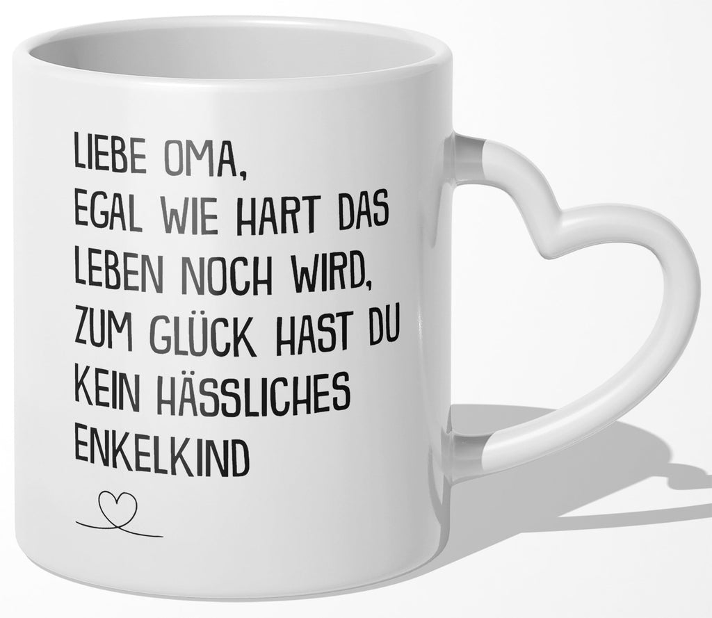 22Feels® Oma Geschenk - Tasse mit Spruch: Zirkus (Herzhenkel, Weiss, 320ml)-Tasse Weiss Herzhenkel 320ml-22Feels