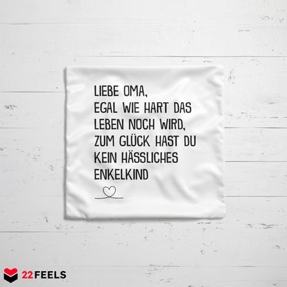 22Feels® Oma Geschenk - Kissen mit Spruch (Weiss 40x40cm)-Kissen Weiss 40x40-22Feels