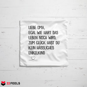 22Feels® Oma Geschenk - Kissen mit Spruch (Weiss 40x40cm)-Kissen Weiss 40x40-22Feels