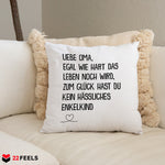 22Feels® Oma Geschenk - Kissen mit Spruch (Weiss 40x40cm)-Kissen Weiss 40x40-22Feels