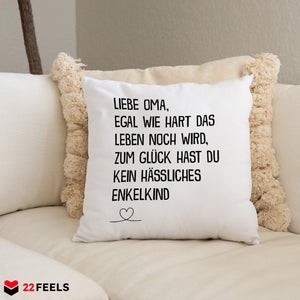 22Feels® Oma Geschenk - Kissen mit Spruch (Weiss 40x40cm)-Kissen Weiss 40x40-22Feels