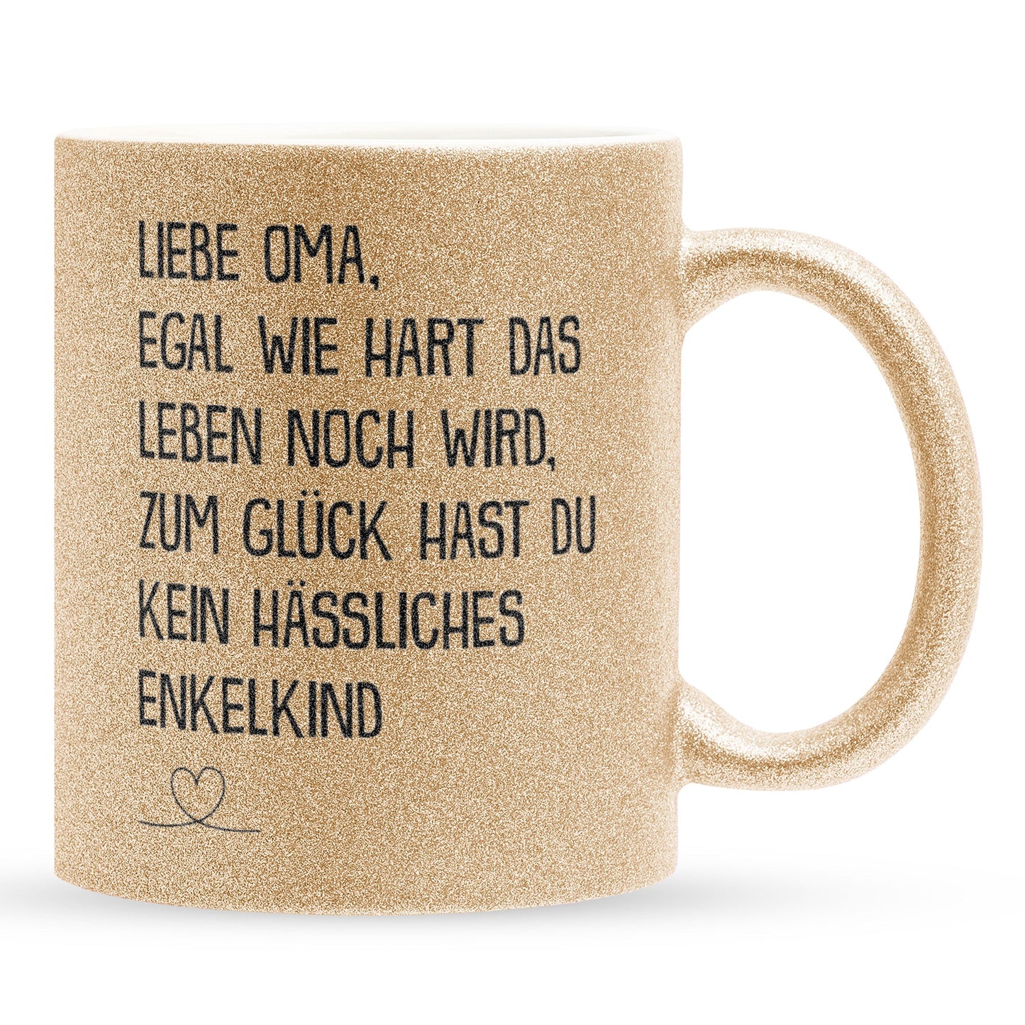 22Feels® Oma Geschenk - Glitzertasse mit Spruch (Gold, 320ml)-Glitzertasse Gold 320ml-22Feels