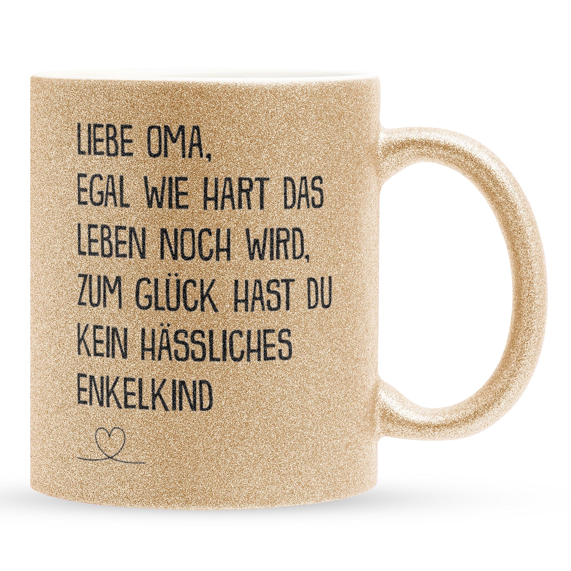 22Feels® Oma Geschenk - Glitzertasse mit Spruch (Gold, 320ml)-Glitzertasse Gold 320ml-22Feels
