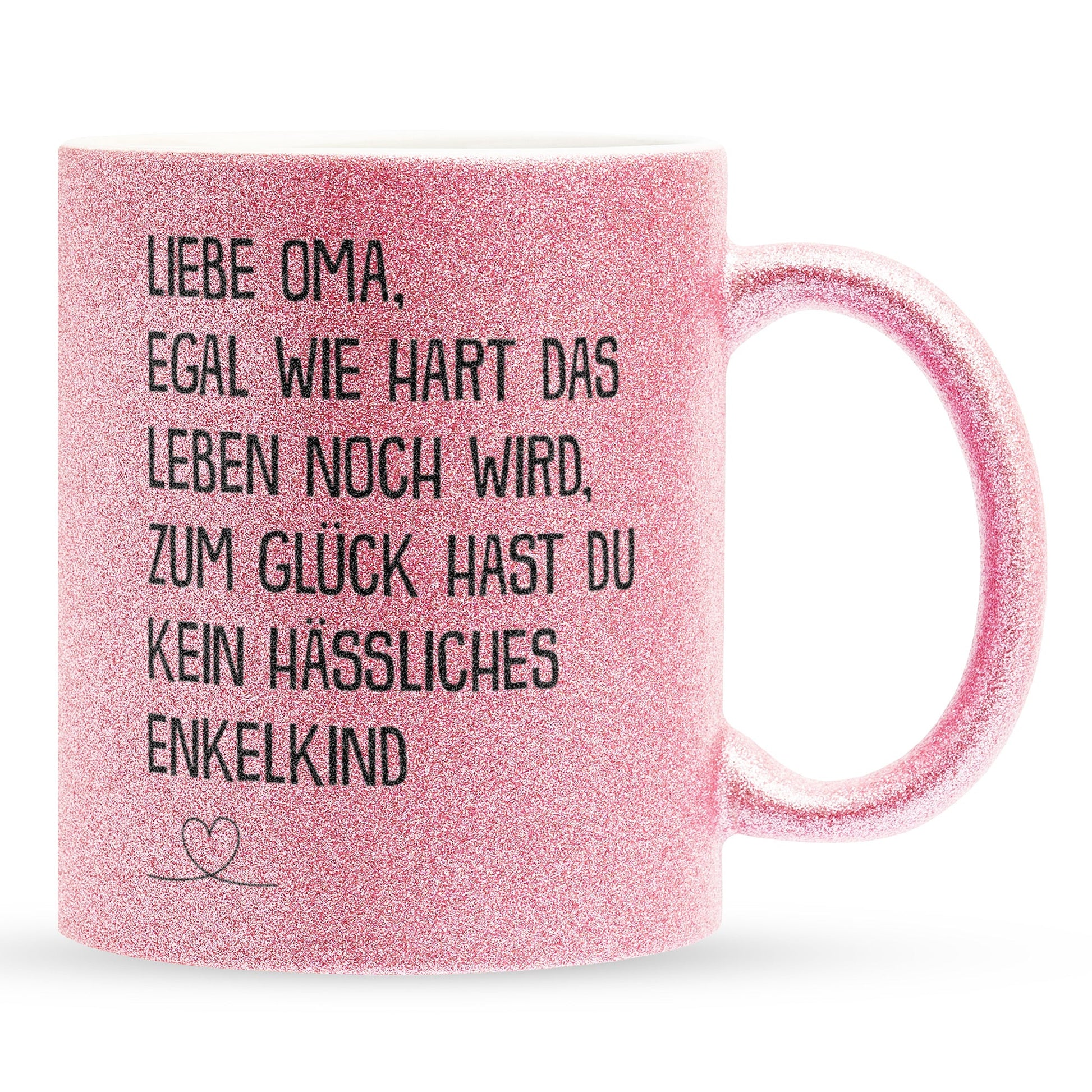 22Feels® Oma Geschenk - Glitzertasse mit Spruch (Pink, 320ml)-Glitzertasse Pink 320ml-22Feels
