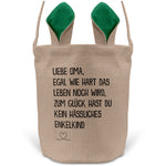 22Feels® Oma Grossmutter Osterkorb mit Henkel Ostergeschenk Tragetasche Ostern Deko Osternest Körbchen Hasenohren (Beige/Grün)-Ostern Tragetasche-22Feels