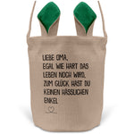 22Feels® Oma Osterkorb von Enkel Grossmutter mit Henkel Ostergeschenk Tragetasche Ostern Deko Osternest Körbchen Hasenohren (Beige/Grün)-Ostern Tragetasche-22Feels