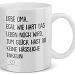 22Feels® Geschenk für Oma von Enkelin - Tasse mit Spruch: Egal Wie Hart (Weiss, 320ml)-Weisse Tasse 320ml-22Feels