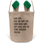 22Feels® Oma Osterkorb von Enkelin Grossmutter mit Henkel Ostergeschenk Tragetasche Ostern Deko Osternest Körbchen Hasenohren (Beige/Grün)-Ostern Tragetasche-22Feels