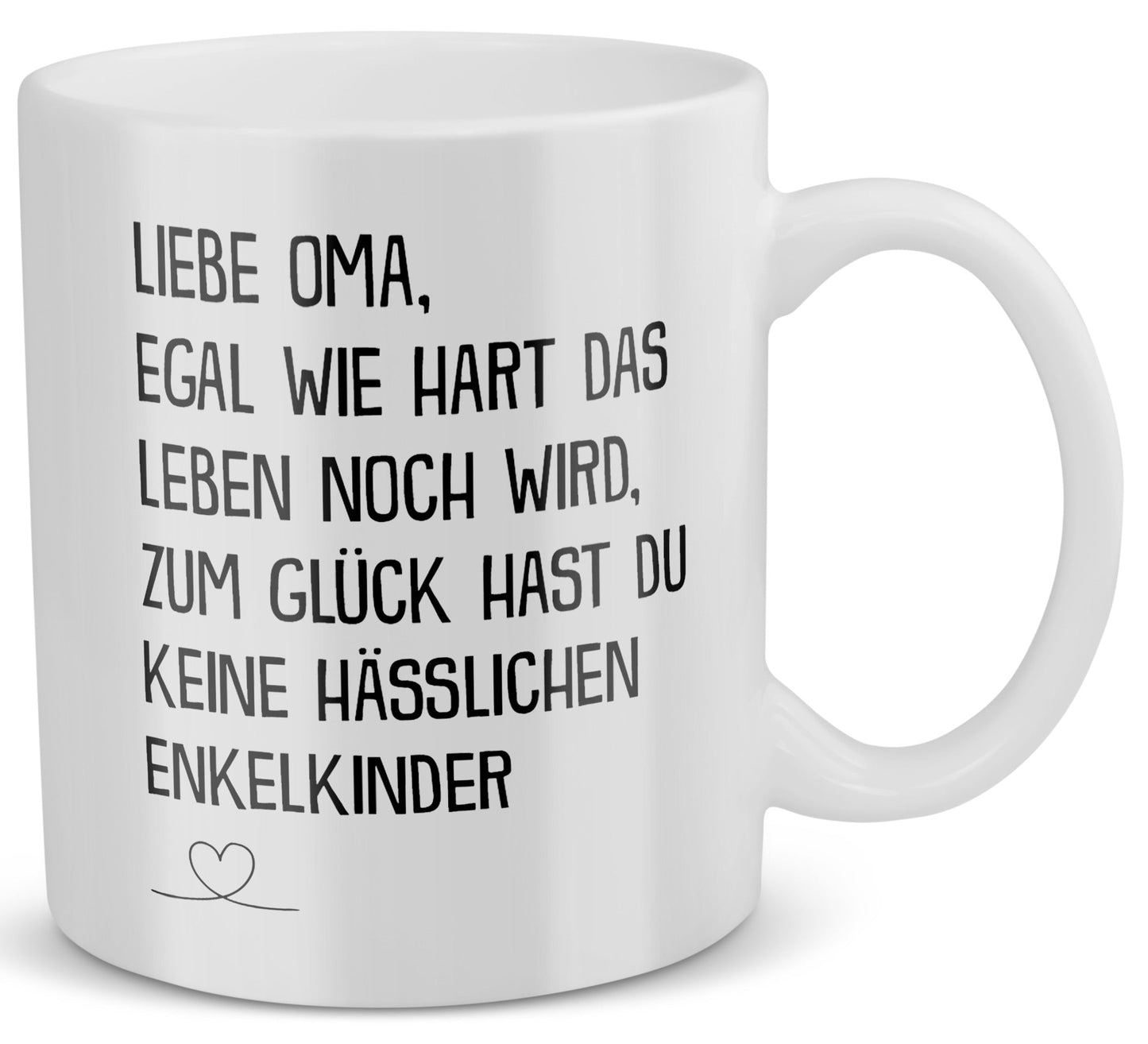 22Feels® Geschenk für Omas - Tasse mit Spruch: Egal Wie Hart (Weiss, 320ml)-Weisse Tasse 325ml-22Feels