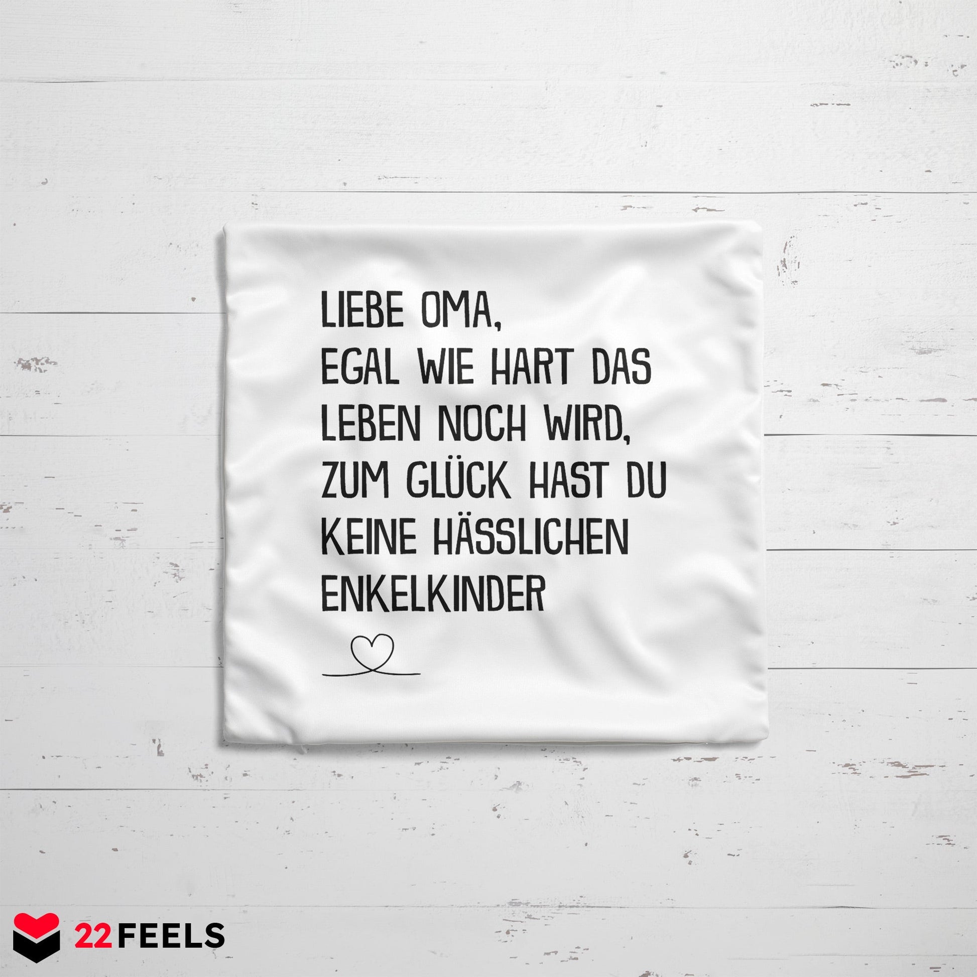 22Feels® Oma Geschenk - Kissen mit Spruch (Weiss 40x40cm)-Kissen Weiss 40x40-22Feels