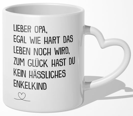 22Feels® Opa Geschenk - Tasse mit Spruch (Herzhenkel, Weiss, 320ml)-Tasse Weiss Herzhenkel 320ml-22Feels