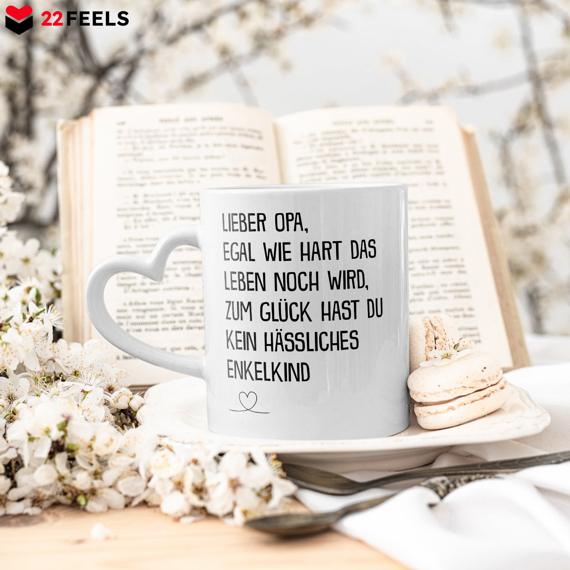 22Feels® Opa Geschenk - Tasse mit Spruch (Herzhenkel, Weiss, 320ml)-Tasse Weiss Herzhenkel 320ml-22Feels