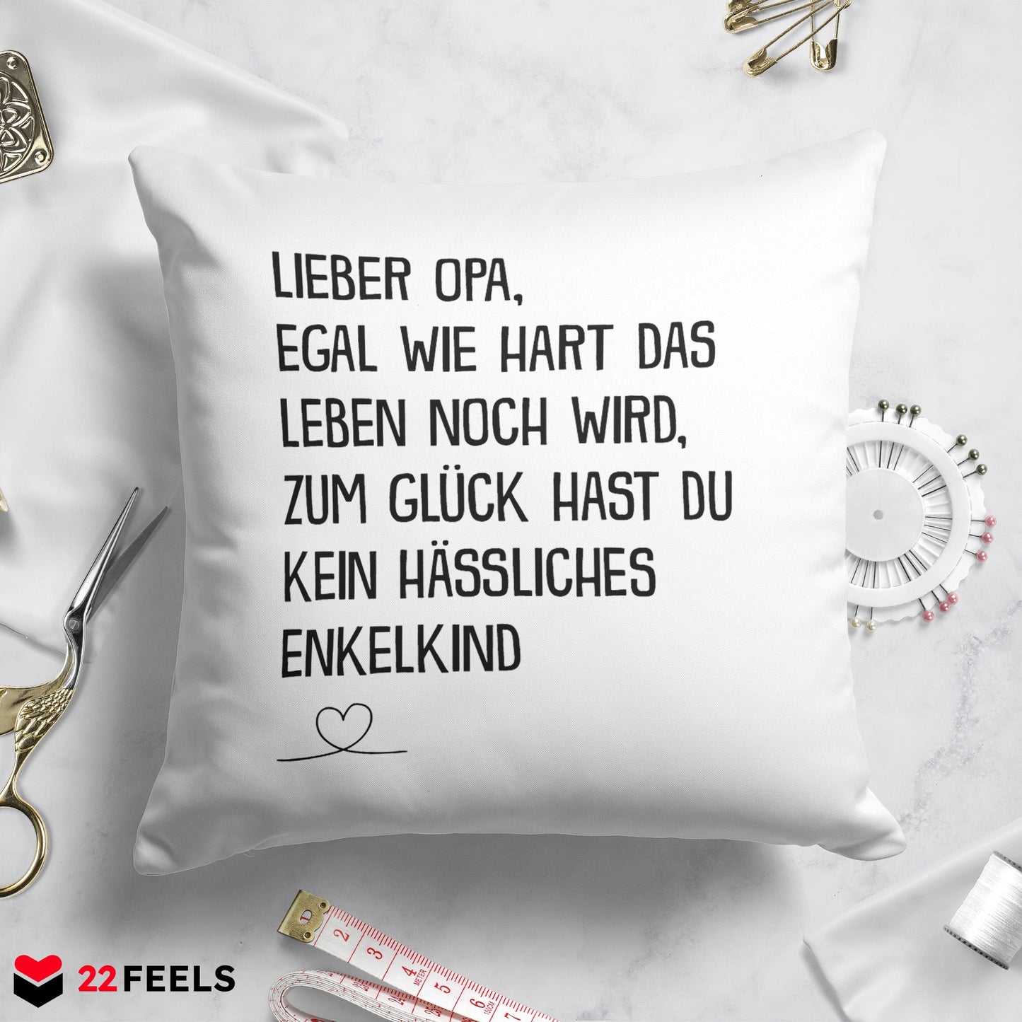 22Feels® Opa Geschenk - Kissen mit Spruch (Weiss 40x40cm)-Kissen Weiss 40x40-22Feels