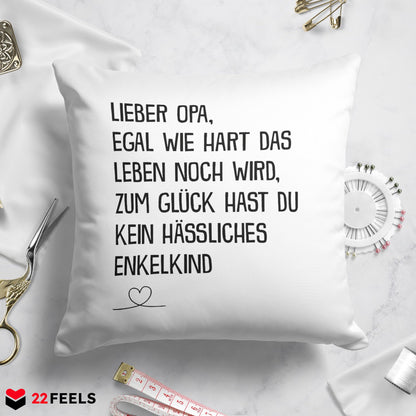 22Feels® Opa Geschenk - Kissen mit Spruch (Weiss 40x40cm)-Kissen Weiss 40x40-22Feels
