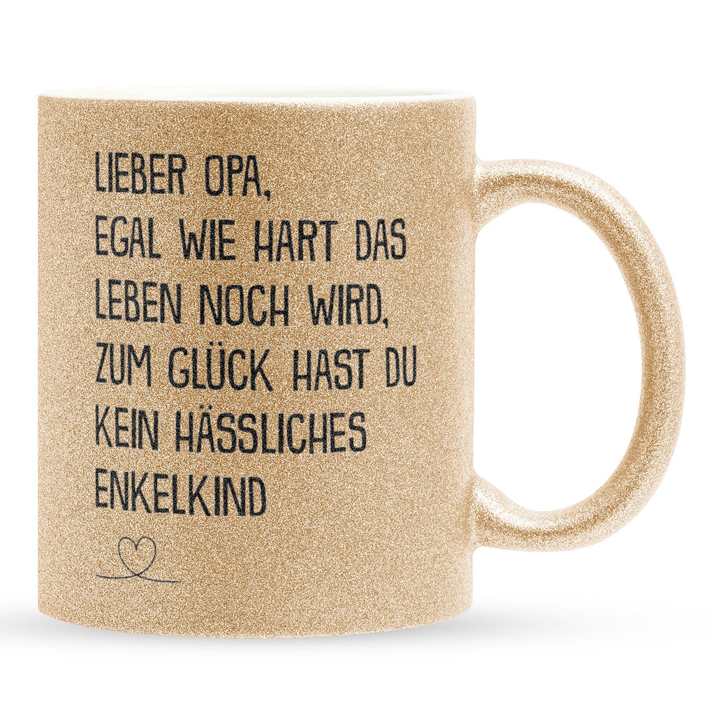 22Feels® Opa Geschenk - Glitzertasse mit Spruch (Gold, 320ml)-Glitzertasse Gold 320ml-22Feels