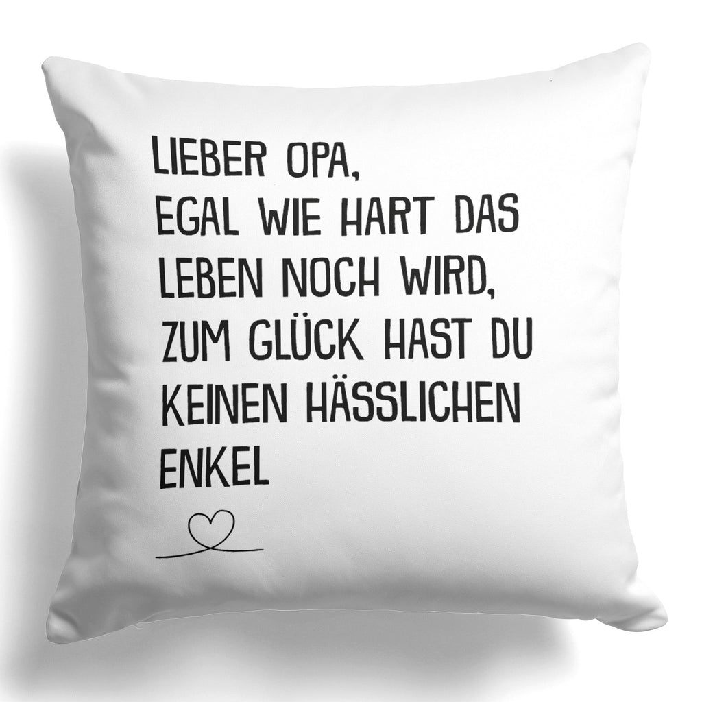 22Feels® Opa Geschenk vom Enkel - Kissen mit Spruch (Weiss 40x40cm)-Kissen Weiss 40x40-22Feels