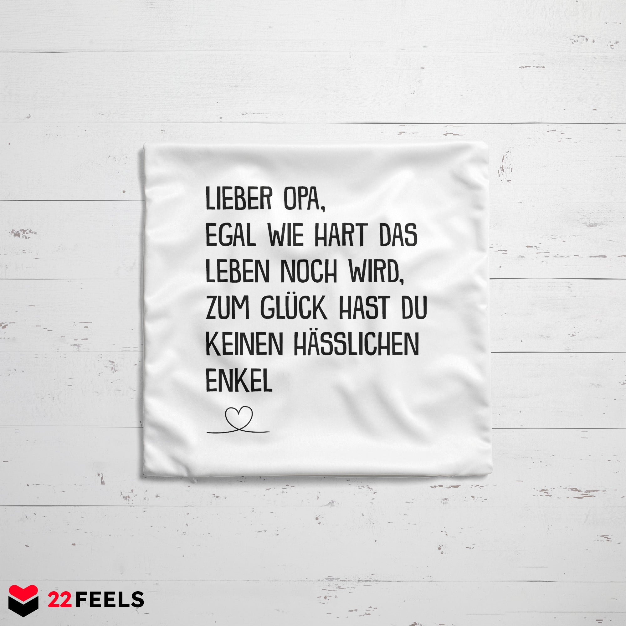22Feels® Opa Geschenk vom Enkel - Kissen mit Spruch (Weiss 40x40cm)-Kissen Weiss 40x40-22Feels