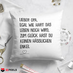 22Feels® Opa Geschenk vom Enkel - Kissen mit Spruch (Weiss 40x40cm)-Kissen Weiss 40x40-22Feels