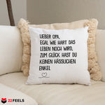 22Feels® Opa Geschenk vom Enkel - Kissen mit Spruch (Weiss 40x40cm)-Kissen Weiss 40x40-22Feels
