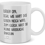 22Feels® Geschenk für Opas von Enkelin - Tasse mit Spruch: Egal Wie Hart (Weiss, 320ml)-Weisse Tasse 320ml-22Feels