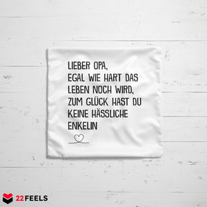 22Feels® Opa Geschenk von der Enkelin - Kissen mit Spruch (Weiss 40x40cm)-Kissen Weiss 40x40-22Feels