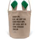 22Feels® Opa Osterkorb von Enkelin Grossvater mit Henkel Ostergeschenk Tragetasche Ostern Deko Osternest Körbchen Hasenohren (Beige/Grün)-Ostern Tragetasche-22Feels