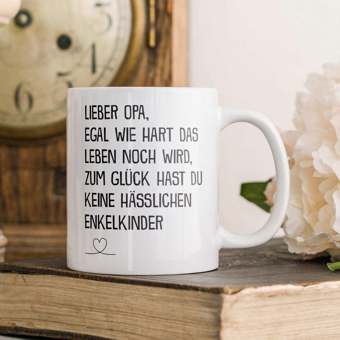 22Feels® Geschenk für Opas - Tasse mit Spruch: Egal Wie Hart (Weiss, 320ml)-Weisse Tasse 325ml-22Feels